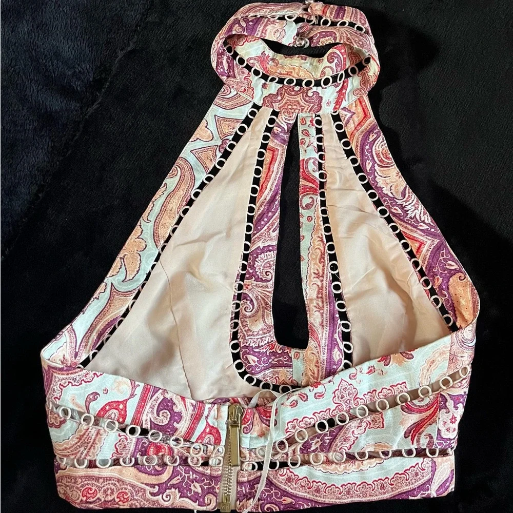 Zimmermann Paisley Halter Crop Top - Picture 2 of 15